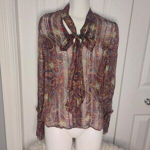 NWT Love Sam Sheer Paisley Print Blouse